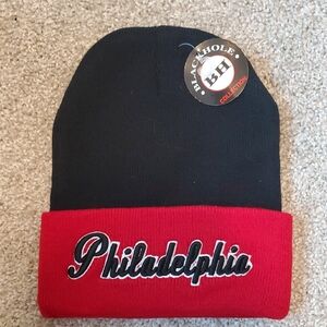 NWT Philadelphia 76ers Black and Red Beanie